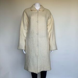 Authentic Fendi Vintage Ivory Cream Natural Mohair Wool Blend Knit Coat 42 XS